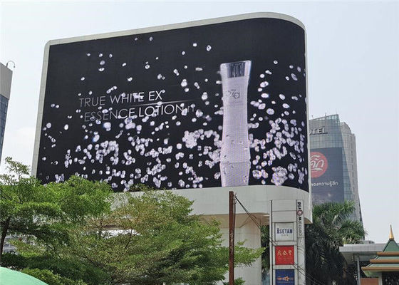 DIP346 P10는 LED 스크린 풀 컬러 옥외 광고 스크린 10000 Dos/Sqm를 구부렸습니다